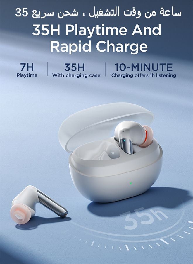 JR-BB1 4 Mic In-Ear True Wireless Bluetooth 5.3 Earphones Low Latency Fast Charging IP54 Waterproof Earbuds With Charging Case White