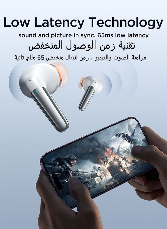JR-BB1 4 Mic In-Ear True Wireless Bluetooth 5.3 Earphones Low Latency Fast Charging IP54 Waterproof Earbuds With Charging Case White