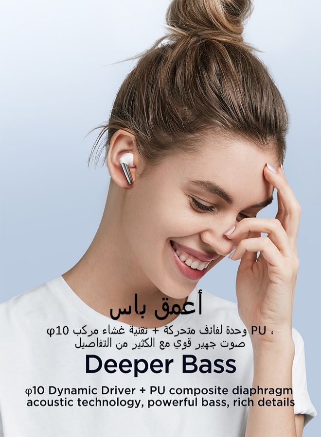 JR-BB1 4 Mic In-Ear True Wireless Bluetooth 5.3 Earphones Low Latency Fast Charging IP54 Waterproof Earbuds With Charging Case White