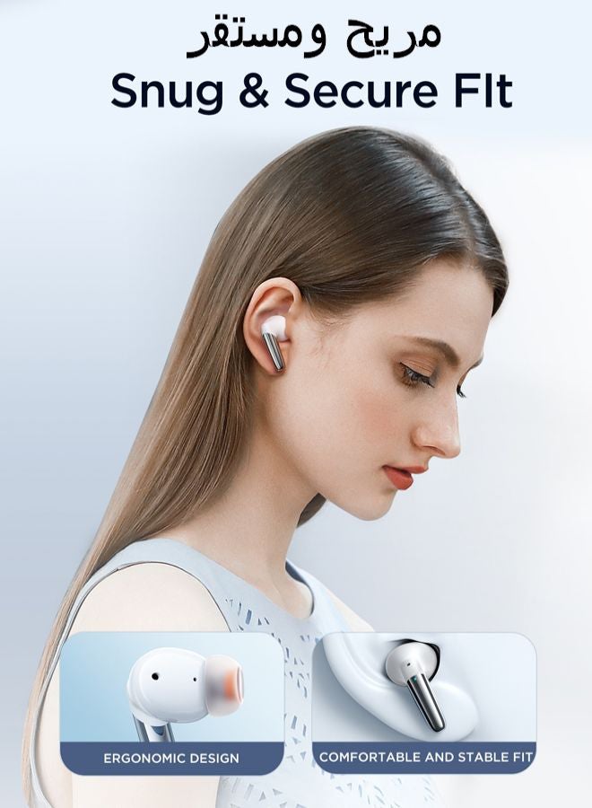 JR-BB1 4 Mic In-Ear True Wireless Bluetooth 5.3 Earphones Low Latency Fast Charging IP54 Waterproof Earbuds With Charging Case White