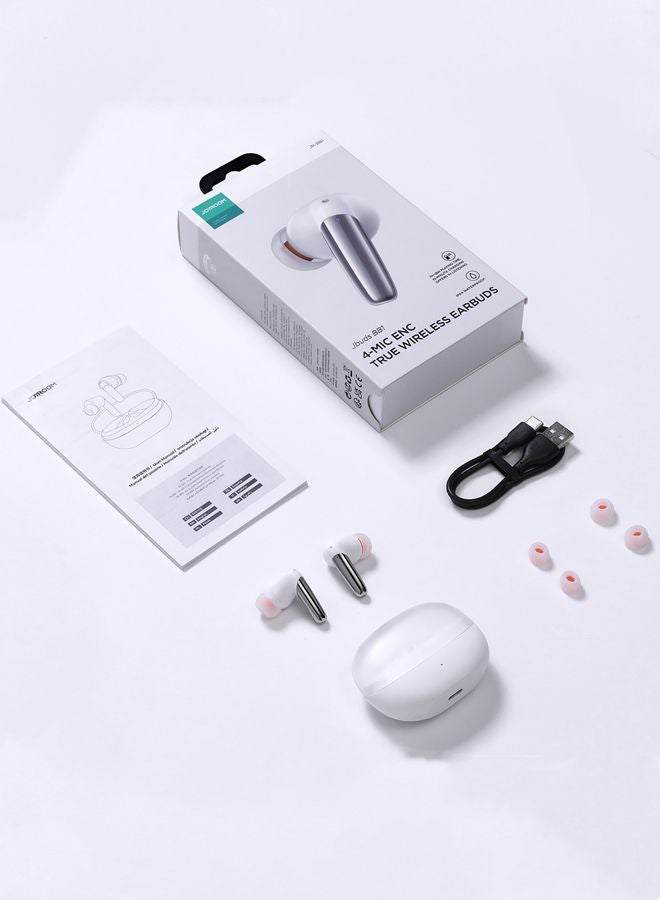 JR-BB1 4 Mic In-Ear True Wireless Bluetooth 5.3 Earphones Low Latency Fast Charging IP54 Waterproof Earbuds With Charging Case White