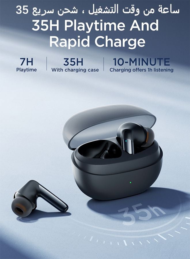 JR-BB1 4 Mic In-Ear True Wireless Bluetooth 5.3 Earphones Low Latency Fast Charging IP54 Waterproof Earbuds With Charging Case Black