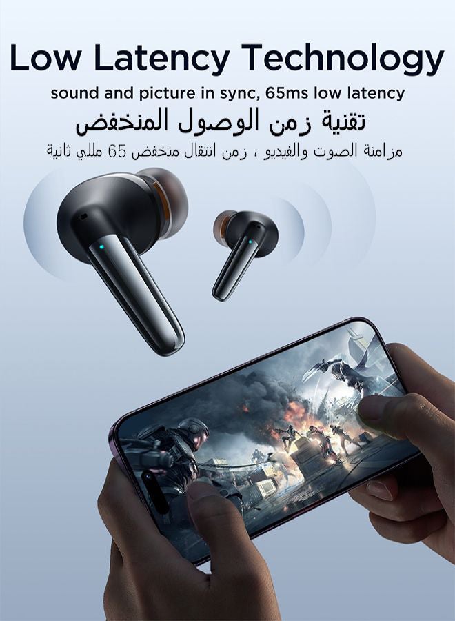 JR-BB1 4 Mic In-Ear True Wireless Bluetooth 5.3 Earphones Low Latency Fast Charging IP54 Waterproof Earbuds With Charging Case Black
