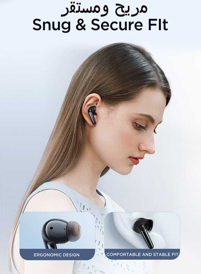 JR-BB1 4 Mic In-Ear True Wireless Bluetooth 5.3 Earphones Low Latency Fast Charging IP54 Waterproof Earbuds With Charging Case Black