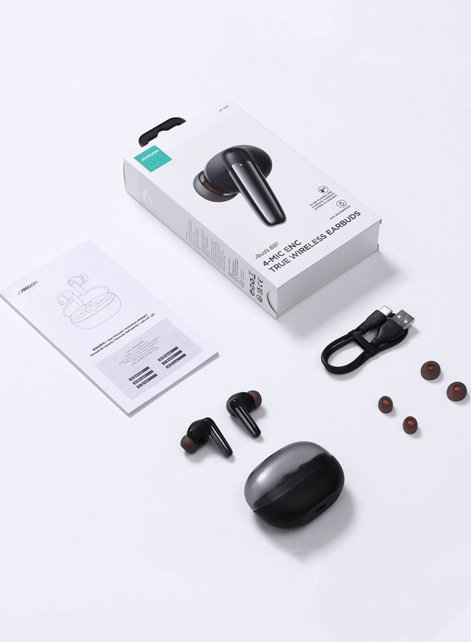 JR-BB1 4 Mic In-Ear True Wireless Bluetooth 5.3 Earphones Low Latency Fast Charging IP54 Waterproof Earbuds With Charging Case Black