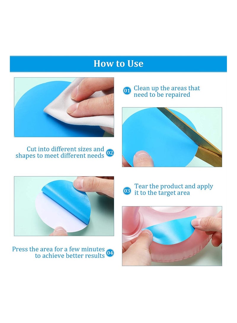 Pool Repair Patch SYOSI 30 Pieces Self-Adhesive PVC Vinyl Boat Repair Kit Plastic Inflatable Pool Repair Patch Kit Blue