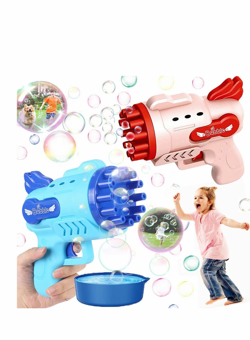 Bubble Gun for Kids 2PCS Automatic Bubble Machine 12 Hole Bubble Maker Summer Toy Bubble Blower with Light Party Favors Bubble Blower Novelty Bubble Blower Gatling Gun Outdoor Toys Bubble Maker