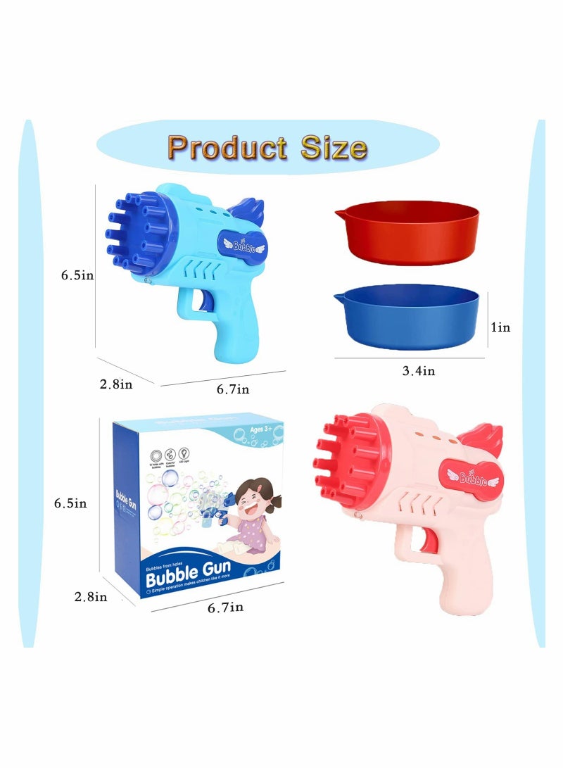 Bubble Gun for Kids 2PCS Automatic Bubble Machine 12 Hole Bubble Maker Summer Toy Bubble Blower with Light Party Favors Bubble Blower Novelty Bubble Blower Gatling Gun Outdoor Toys Bubble Maker