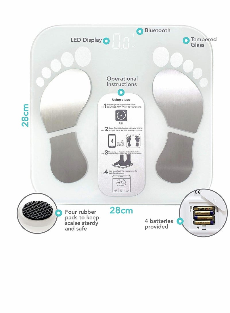 Weight Scale, Smart Electronic Scale Bathroom Scales Bluetooth Body Fat Scales, Digital Measurements Scales Bathroom Accessory Set, smart scale with APP for BMI, Weight, Fat