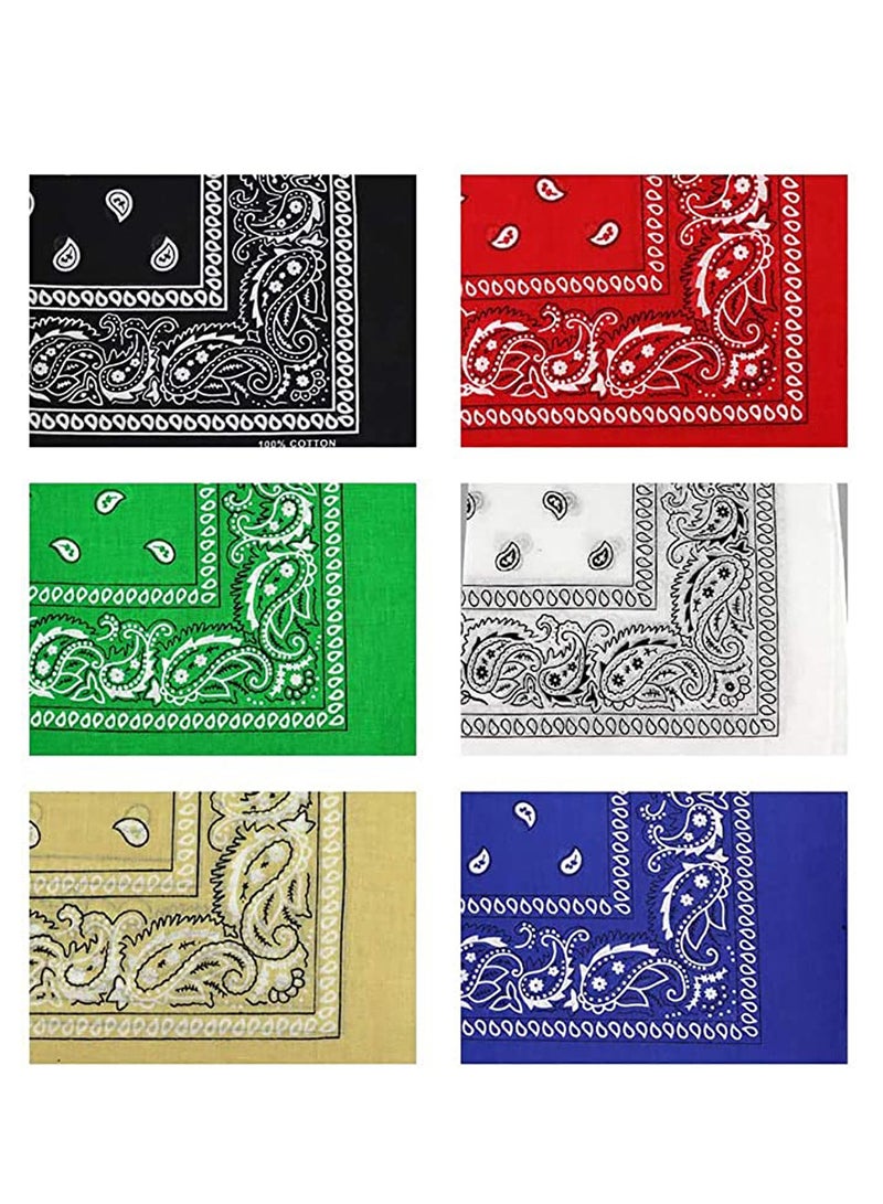 Bandanas for Men Women, Cotton Paisley Headbands Scarf Cowboy Bandana, Square Bandanas ideal for Hip-Hop Cycling Also as Handkerchief