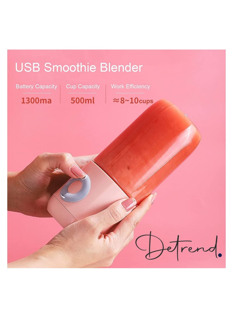 500mL Portable Juicer Electric Mixer Cup USB Smoothie Blender Shakes Handheld Fruit Vegetable Machine Milkshake Juicer for Outdoor Travel Office Home Baby Food