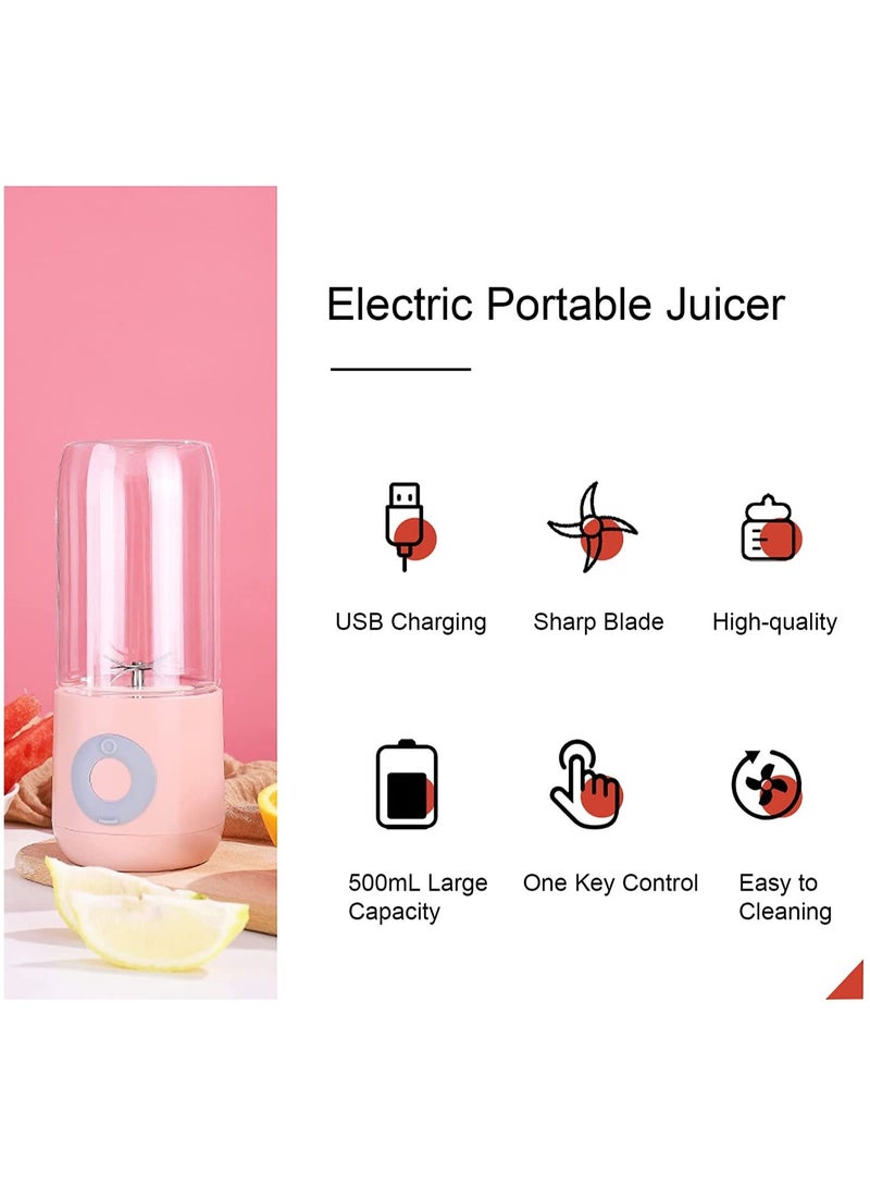 500mL Portable Juicer Electric Mixer Cup USB Smoothie Blender Shakes Handheld Fruit Vegetable Machine Milkshake Juicer for Outdoor Travel Office Home Baby Food