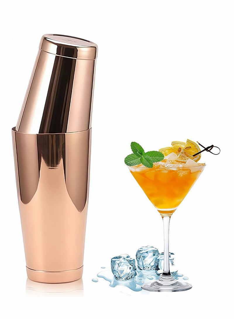 Rose Gold Boston Cocktail Shaker 2 Piece 18oz Unweighted and 28oz Weighted Professional Shaker Bar Set for Professional Bartenders and Home Cocktail Lover Bartending Essential Tools