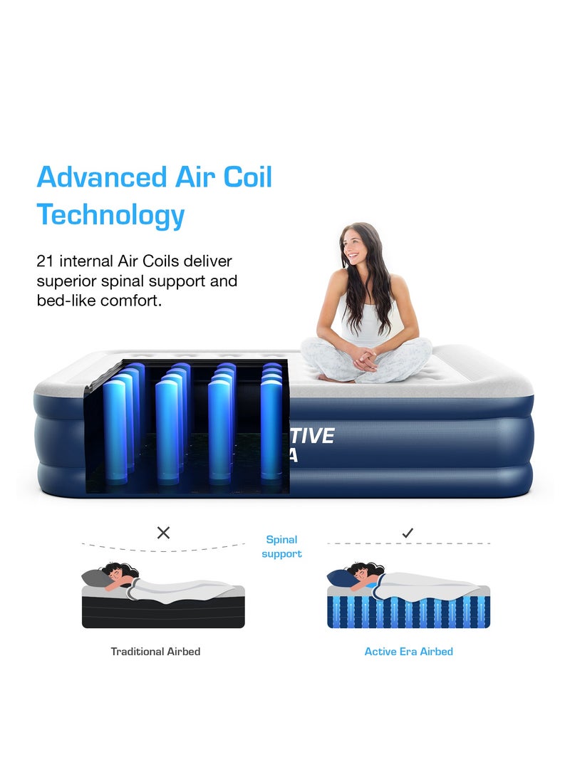 Air Bed Premium Single Size Inflatable Mattress With a Built In Electric Pump And Pillow (Twin) 99 x 187 x 46 cm