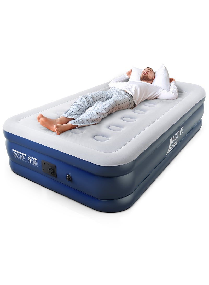 Air Bed Premium Single Size Inflatable Mattress With a Built In Electric Pump And Pillow (Twin) 99 x 187 x 46 cm