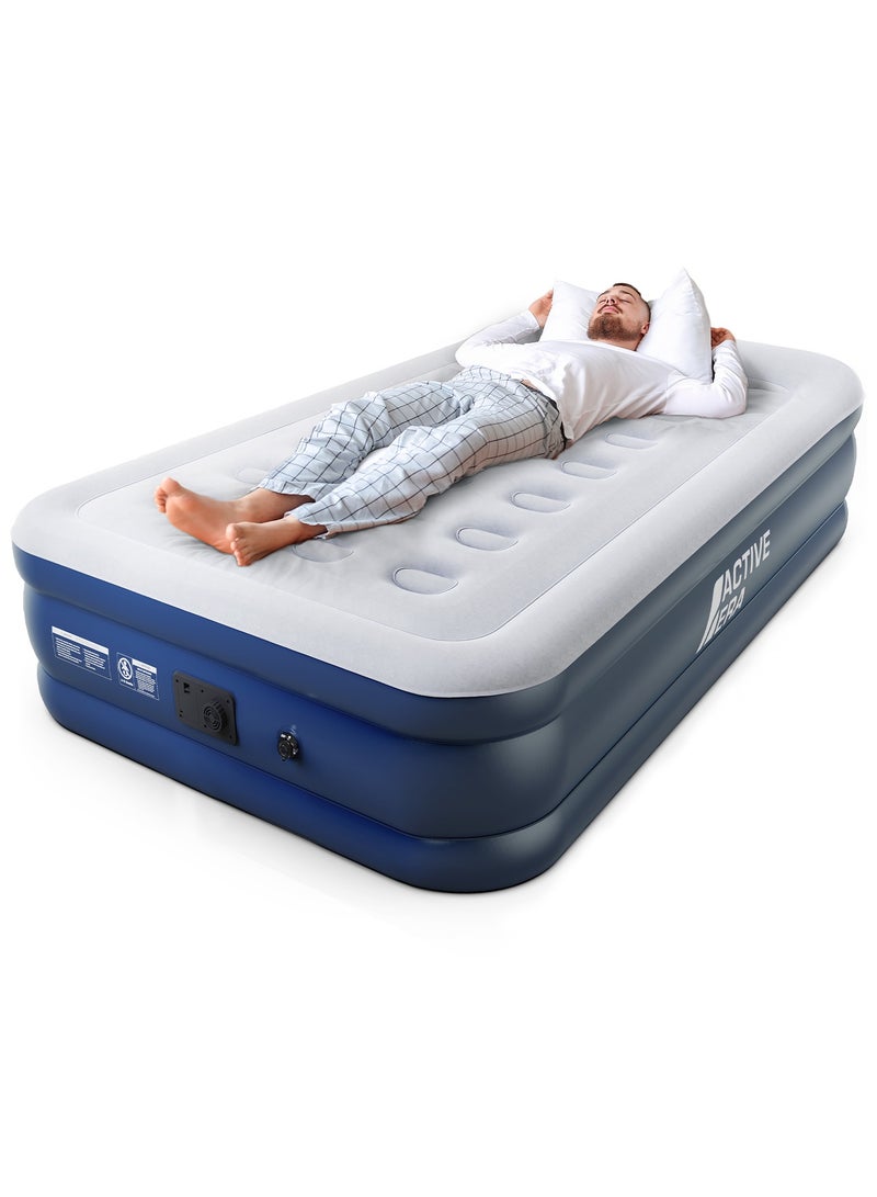 Air Bed Premium Single Size Inflatable Mattress With a Built In Electric Pump And Pillow (Twin) 99 x 187 x 53 cm