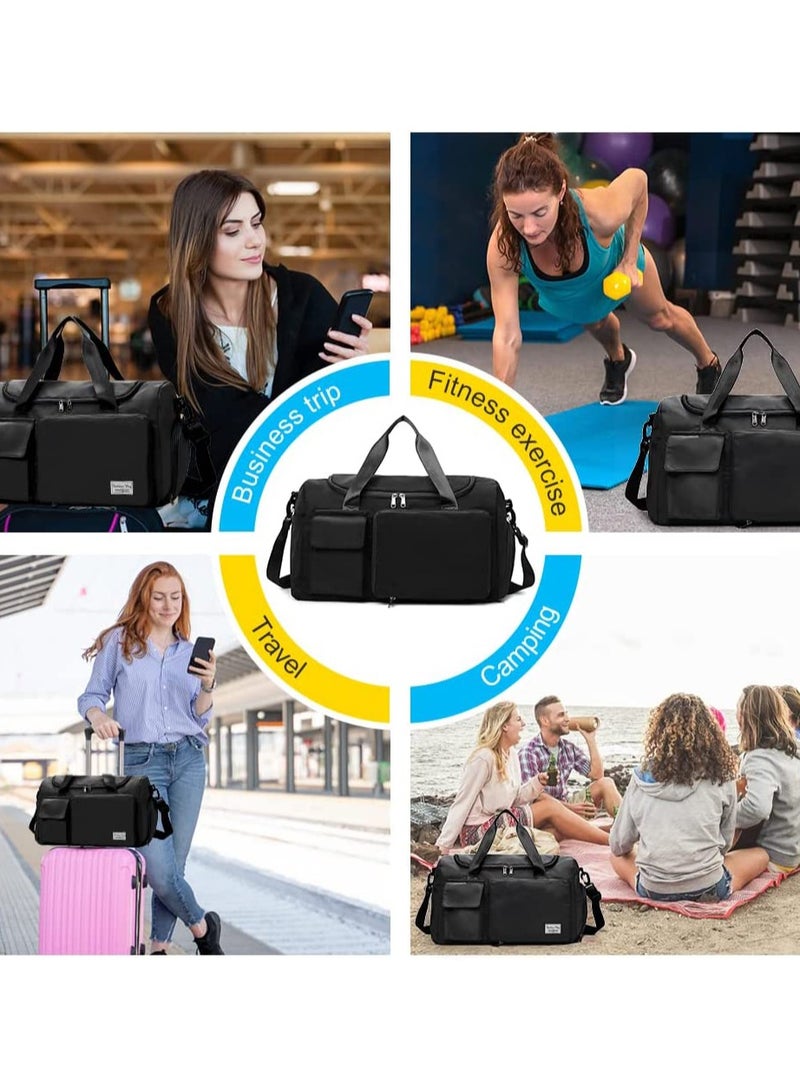 Travel Duffel Bag Large Capacity Gym Overnight Weekend Bags for Women Foldable Hospital Bag with Wet and Dry Separation Portable Holdall Cabin Bag for Sports and Travel