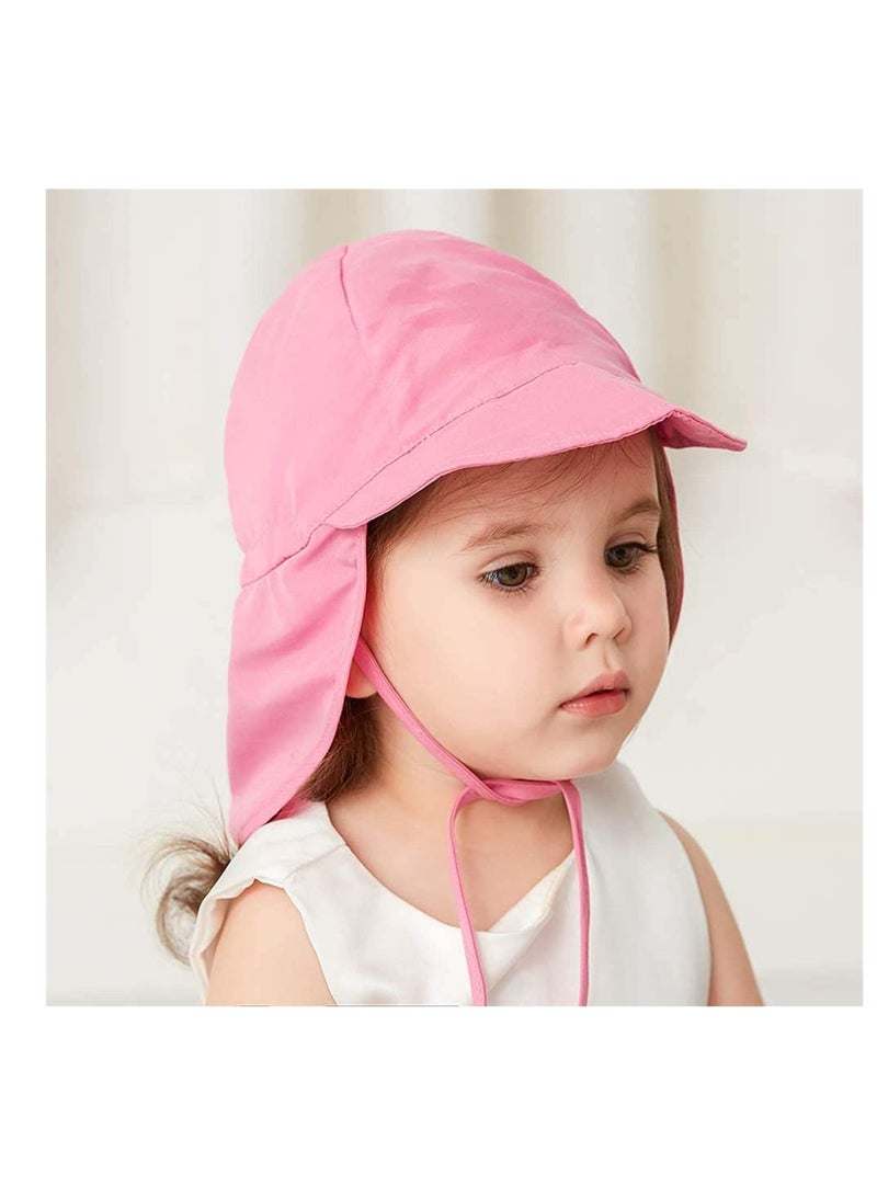 Baby Sun Hat,UPF50+ Kids Sun Hat with Neck Flap, Unisex Adjustable Children Wide Brim Summer Sun Protection Mesh Bucket Beach Hat Kid Bucket Cap for 3-18 Months (Pink)