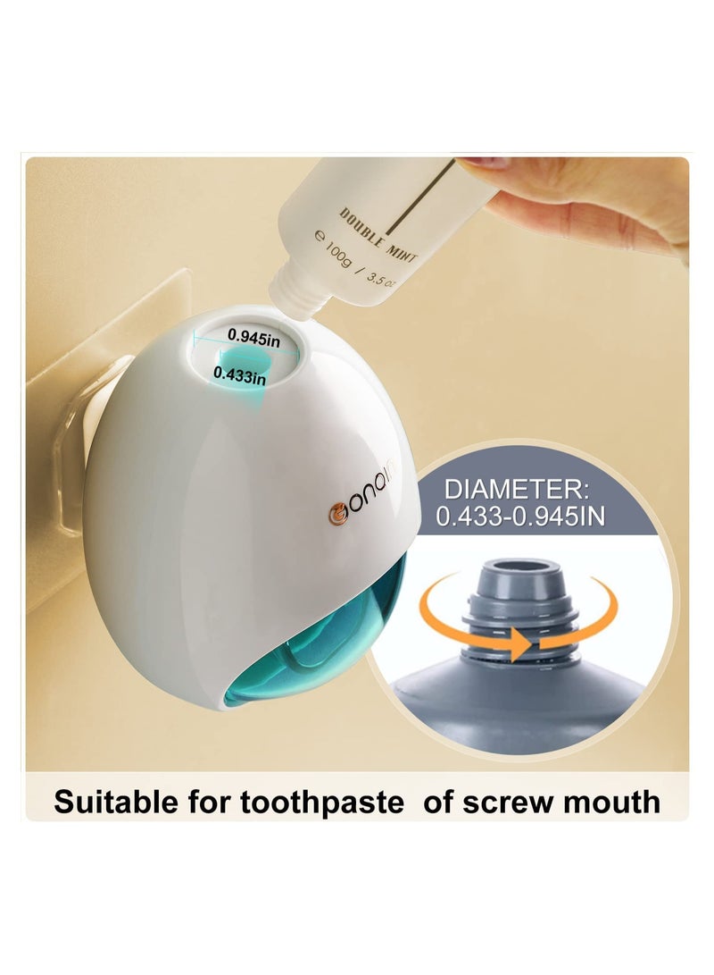 SYOSI Toothpaste Dispenser Wall Mount for Kids and Adults Automatic Toothpaste Squeezer Kit with Dustproof Cover for Bathroom Toothpaste Holder