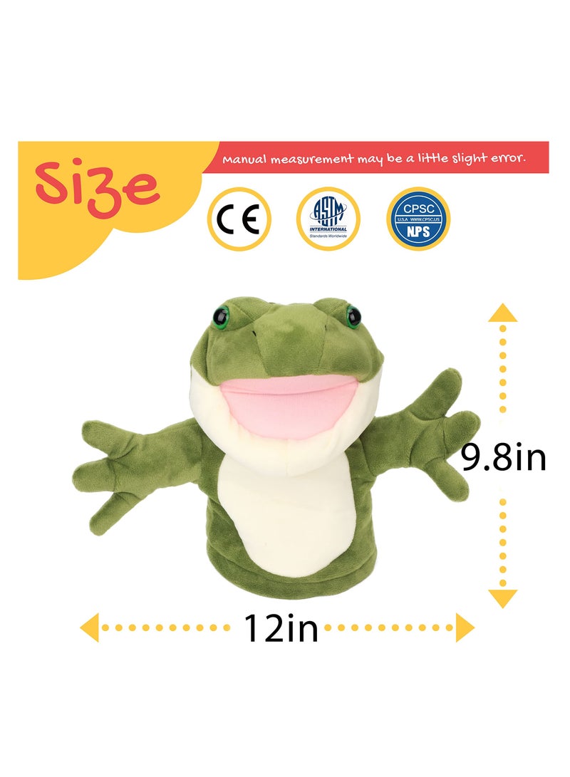 Hand Puppets Plush Toys, KASTWAVE Frog Open Mouth Hand Puppets Plush Animal Toys Movable Mouth Plush Stuffed Animal Toy for Creative Birthday Gift for Kids (10'')