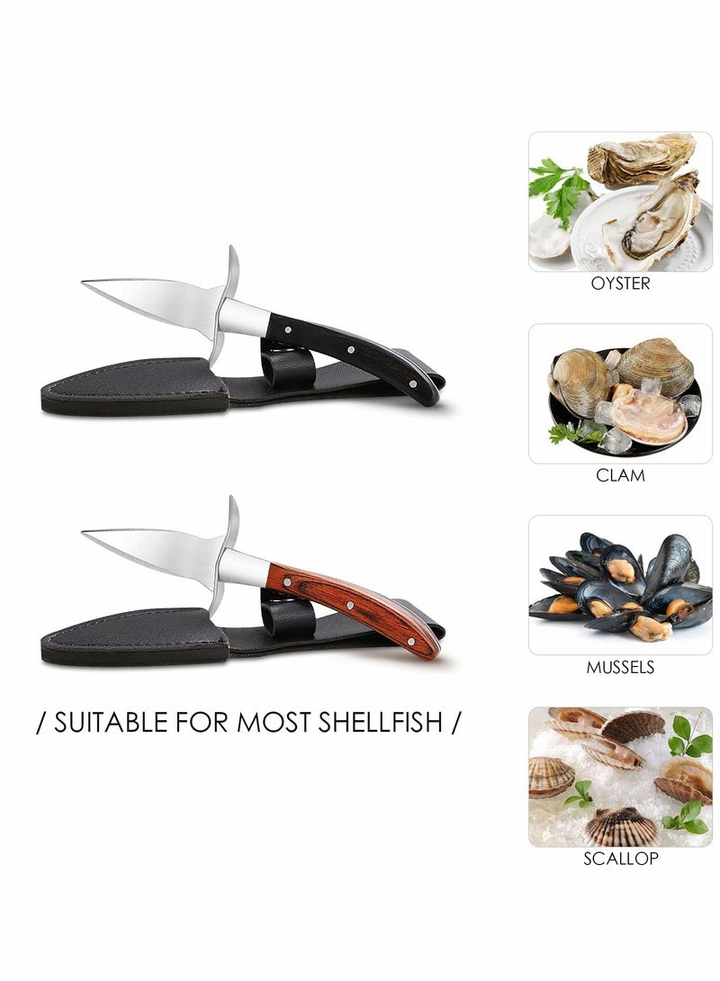 Oyster Knife Shucker Set Gloves Cut Resistant Level 5 Protection Seafood Opener Kit Tools 3.5’’ Stainless steel Oyster Knife Thoughtful Gift for Seafood Lovers for Home Restaurant (2knifes+1Glove)