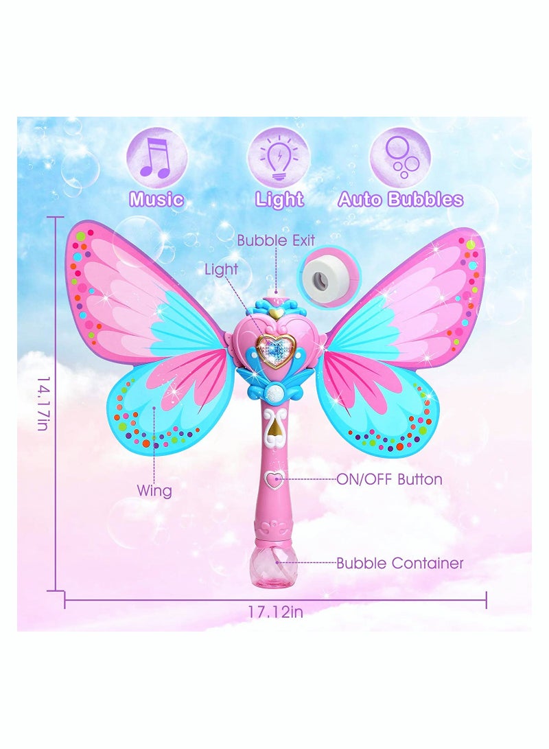 Bubble Machine for Kids Musical and Light-Up Bubble Princess Wand Fully Automatic  Fairy Magic Bubble Wand Magic Automatic Creative Blower Bubble Maker Big Bubble Wand for Kids Outdoor Toy