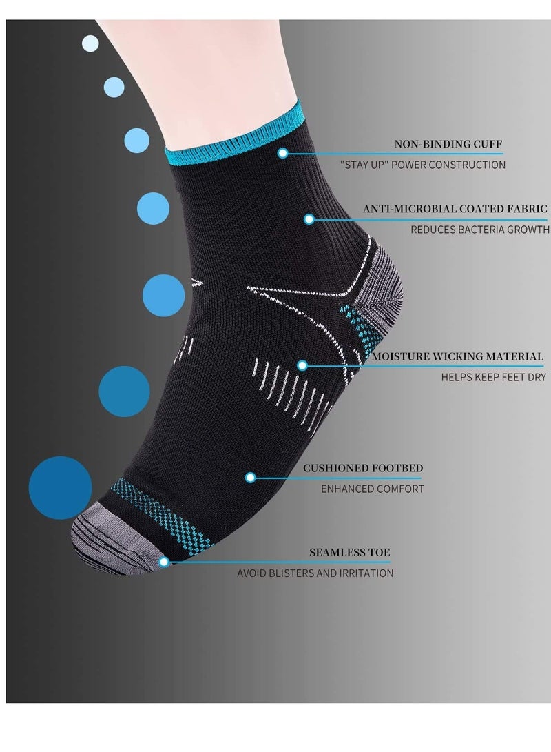 3 Pairs Compression Socks for Women and Men Upgraded Sport Plantar Fasciitis Arch Support Low Cut Compression Foot Socks Best for Athletic Sports, Running, Travel