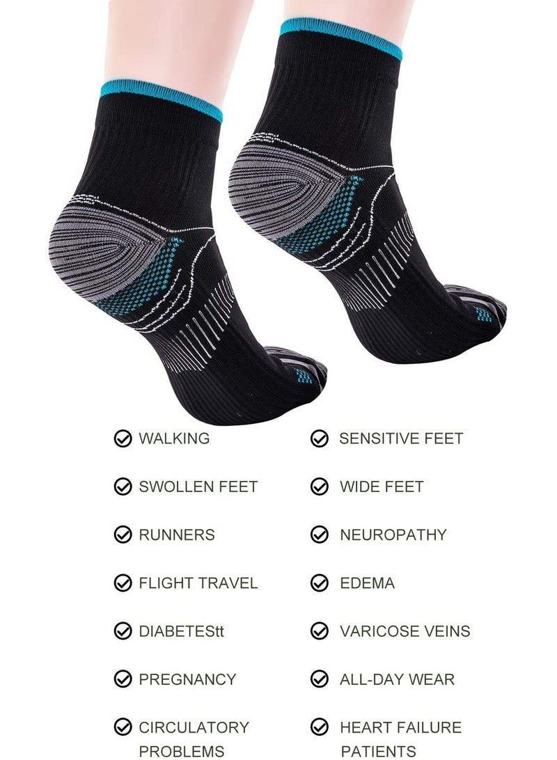 3 Pairs Compression Socks for Women and Men Upgraded Sport Plantar Fasciitis Arch Support Low Cut Compression Foot Socks Best for Athletic Sports, Running, Travel