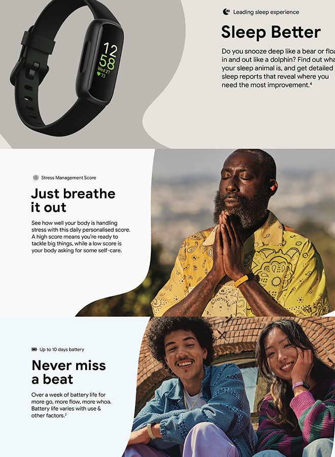 Inspire 3 Activity Tracker with 6-months Premium Membership Included, up to 10 days battery life and Daily Readiness Score Midnight Zen