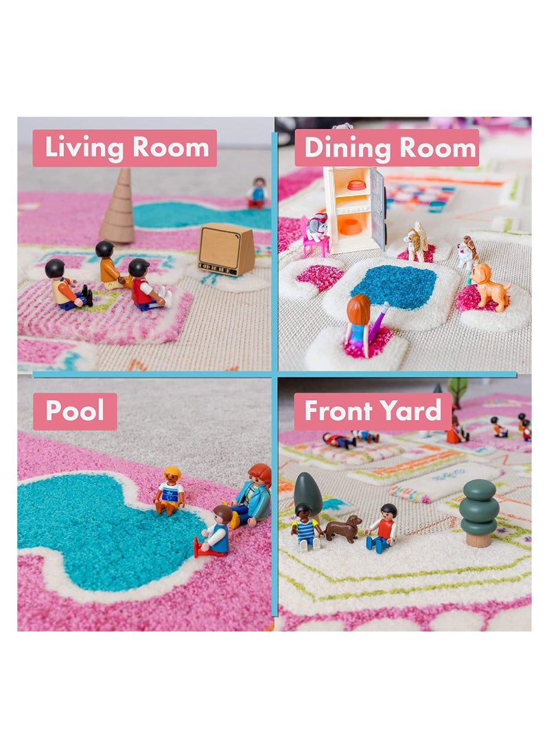 3D Play Carpet Playhouse - Medium | Pink | Activity Playmat for Kids & Children | Bedroom, Living Room, Nursery Rug | Polypropylene | Foldable | 150 cm x 100 cm