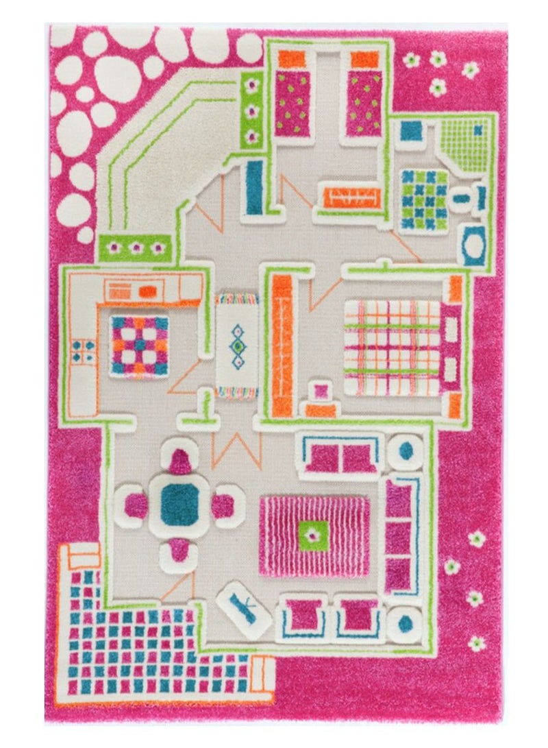 IVI 3D Play Carpet Playhouse | Playmat for Baby, Infants, Kids, Toddlers | Rug for Bedroom, Living Room, Nursery | Soft | Foldable | Portable | Non Toxic | Pink | 59