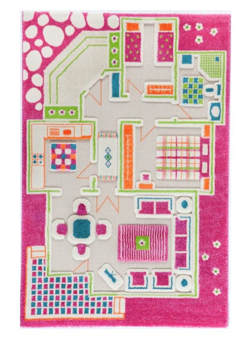 3D Play Carpet Playhouse - Medium | Pink | Activity Playmat for Kids & Children | Bedroom, Living Room, Nursery Rug | Polypropylene | Foldable | 150 cm x 100 cm