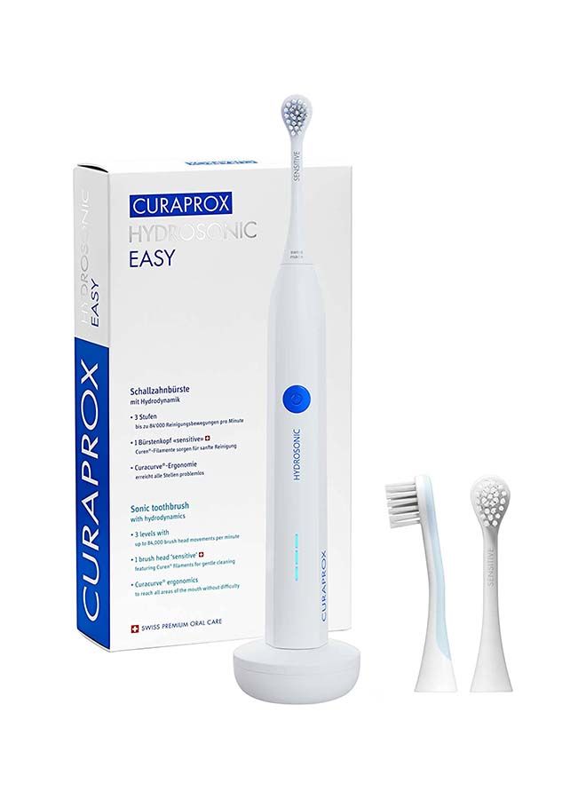 Curaprox Hydrosonic Easy Toothbrush - Curaprox Electric Toothbrush for Adults with 3 Cleaning Levels.