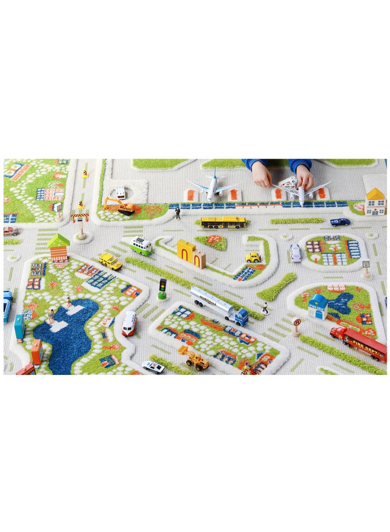 3D Play Carpet Mini City - Medium | Blue | Activity Playmat for Kids & Children | Bedroom, Living Room, Nursery Rug | Polypropylene | Foldable | 150 cm x 100 cm