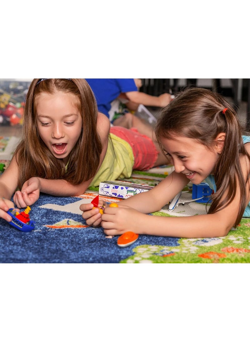 3D Play Carpet Mini City - Medium | Blue | Activity Playmat for Kids & Children | Bedroom, Living Room, Nursery Rug | Polypropylene | Foldable | 150 cm x 100 cm