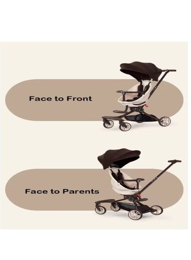 V18 Trolley Foldable Stroller - Caramel Milk Tea