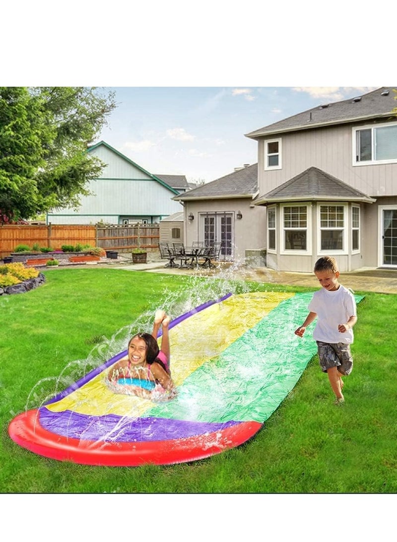 Slip and Slide for Kids, Water 16Ft Double Racing Lane Splash Pool with Two Boogie Boards Crash Pad,Summer Outdoor Slides Kids Backyard Sprinkler