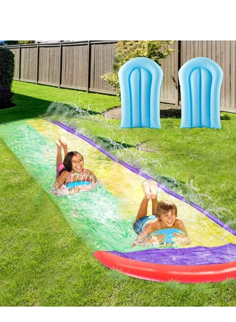 Slip and Slide for Kids, Water 16Ft Double Racing Lane Splash Pool with Two Boogie Boards Crash Pad,Summer Outdoor Slides Kids Backyard Sprinkler