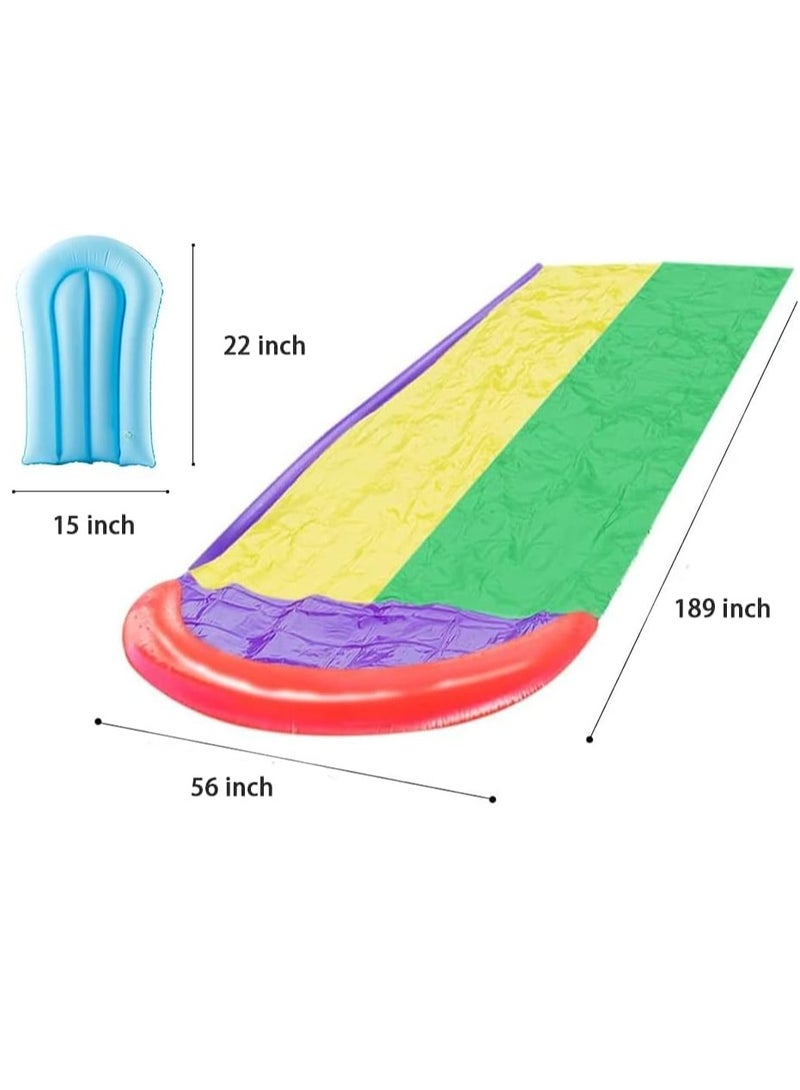 Slip and Slide for Kids, Water 16Ft Double Racing Lane Splash Pool with Two Boogie Boards Crash Pad,Summer Outdoor Slides Kids Backyard Sprinkler