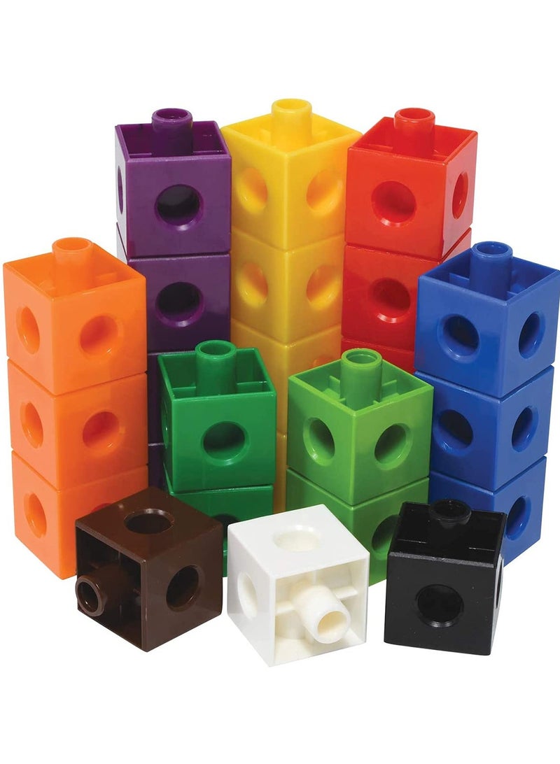Plastic Linking Cubes Individual Kit For Kids Ages 5-13, Hands On Math Manipulatives For Kids To Learn Numbers, Fractions, And Ratio, Homeschool Supplies (Set of 100)