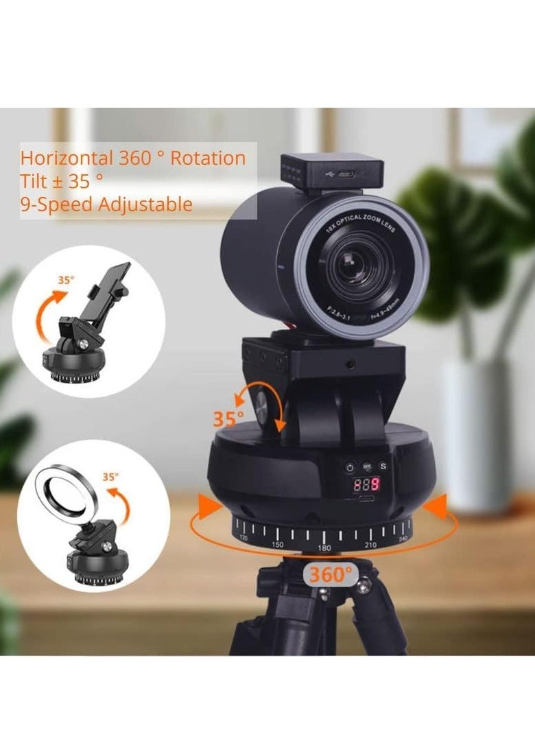 Motorized Pan Tilt Head, 360° Rotation Panoramic Wireless Remote Control Professional Multifunctional Head for Mobile Phone Camera, Max.1Kg Load