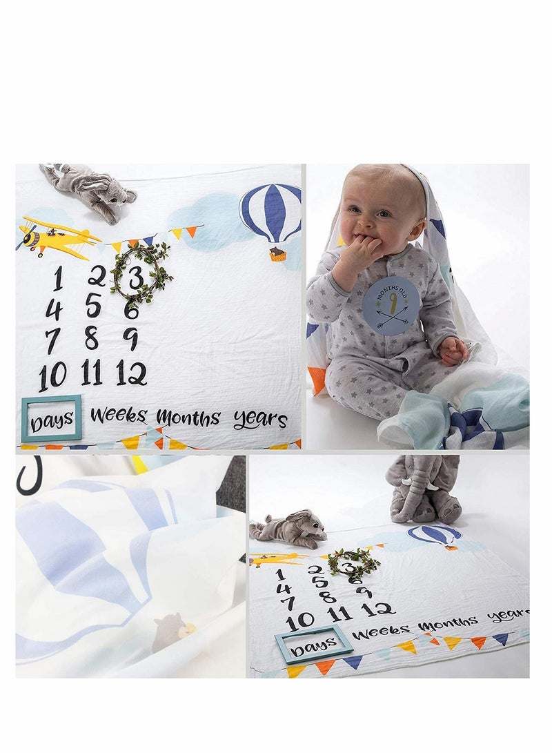 Baby Blanket, Starthi Baby Monthly Milestone Blanket, Soft Fleece Newborn Infant Blanket Large Photo Prop for First Days Weeks Months Year Baby Photography Age Shower Gift for Boys or Girls