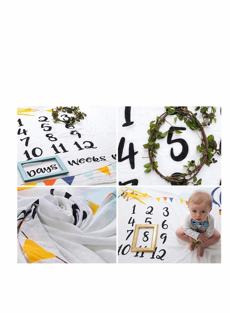 Baby Blanket, Starthi Baby Monthly Milestone Blanket, Soft Fleece Newborn Infant Blanket Large Photo Prop for First Days Weeks Months Year Baby Photography Age Shower Gift for Boys or Girls