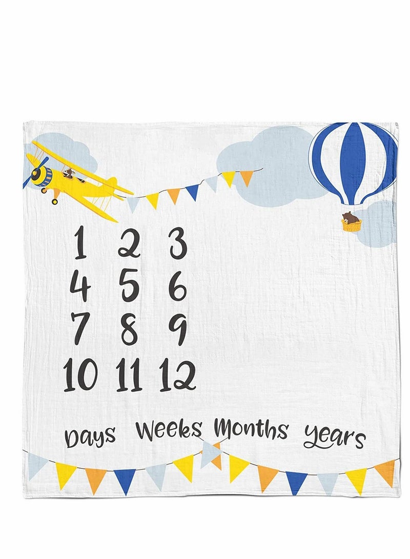 Baby Blanket, Starthi Baby Monthly Milestone Blanket, Soft Fleece Newborn Infant Blanket Large Photo Prop for First Days Weeks Months Year Baby Photography Age Shower Gift for Boys or Girls