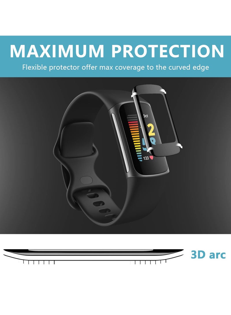 4pcs Screen Protector Compatible with Fitbit Charge 5, 3d Anti-scratch Clear Full Coverage Screen Protector Cover Film Accessories for Smart Watch