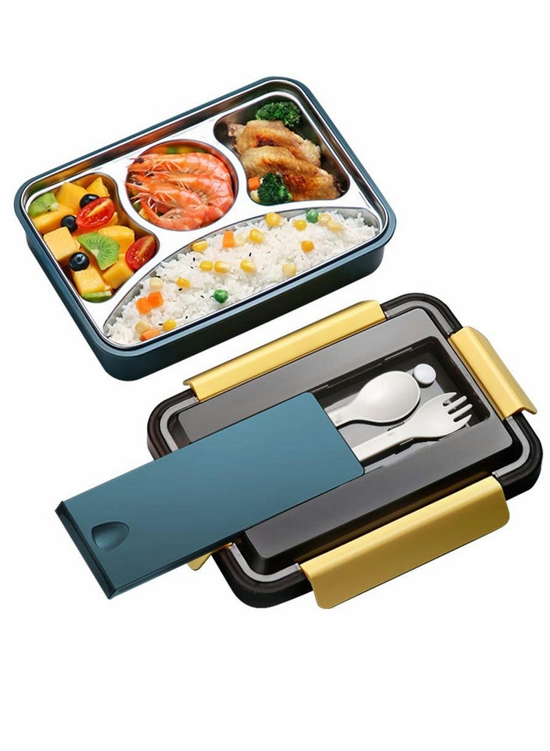 Lunch Box Stainless Steel 304,Box Metal Lunch, Adults Kids Sandwich BoxPortable Bento Box for Adults Lunch Container for Kids,4 Compartment Bento, Reusable