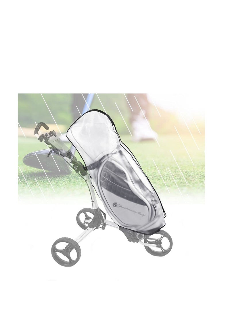 Golf Bag Rain Cover, KASTWAVE PVC Trolley Rain cover Rain Hood Waterproof Windproof Translucent PVC Golf Cart Travel Bag Rain Hood Portable Golf Rain Hood for Golf Bags Push Carts