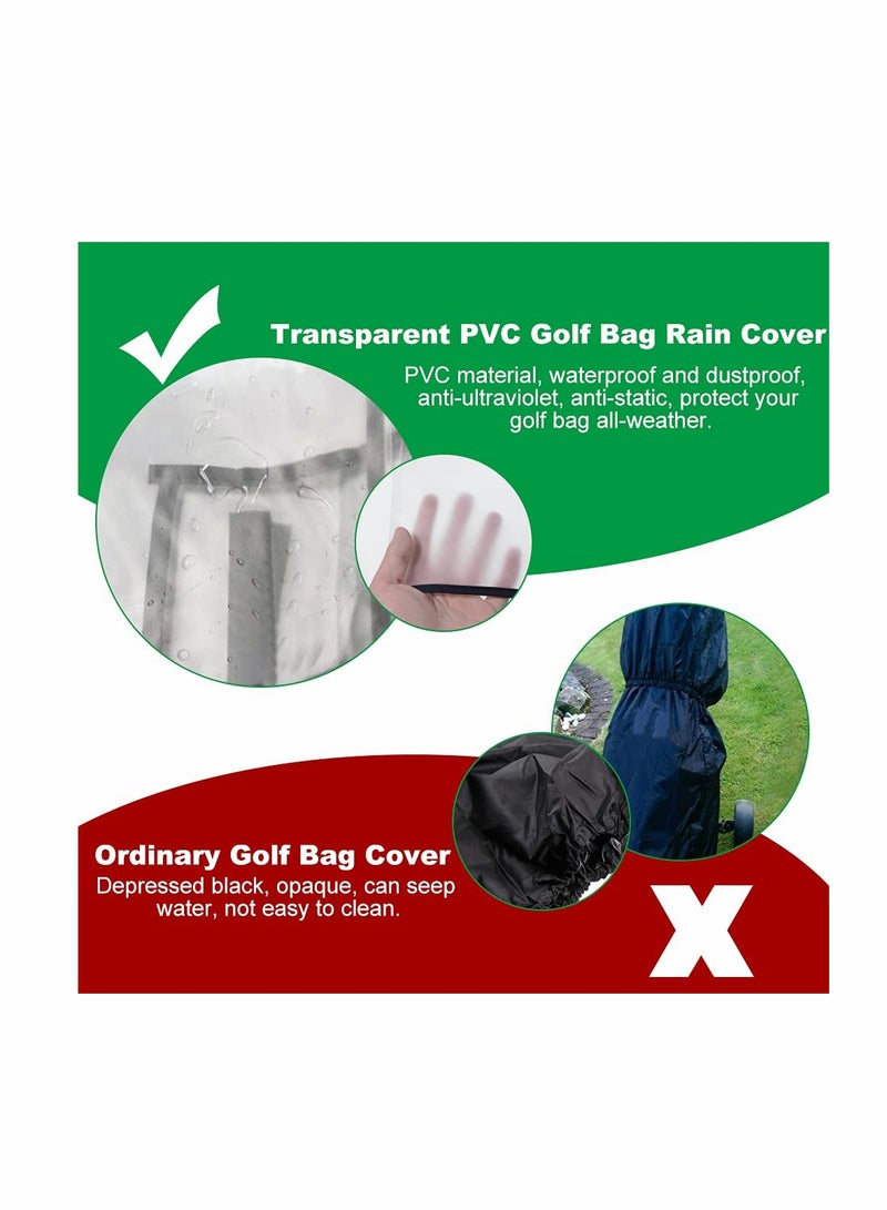 Golf Bag Rain Cover, KASTWAVE PVC Trolley Rain cover Rain Hood Waterproof Windproof Translucent PVC Golf Cart Travel Bag Rain Hood Portable Golf Rain Hood for Golf Bags Push Carts