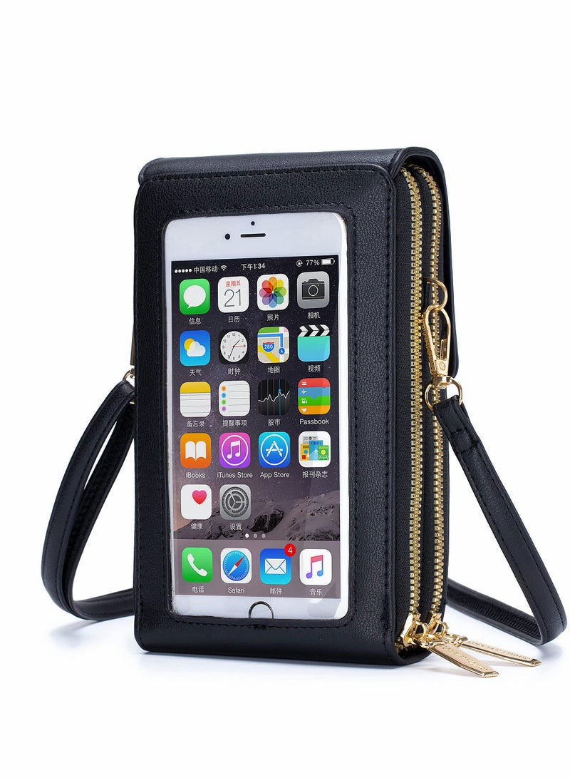 Small Crossbody Shoulder Bag for Women, Cellphone Bags Card Holder Wallet Purse and Handbags, Black