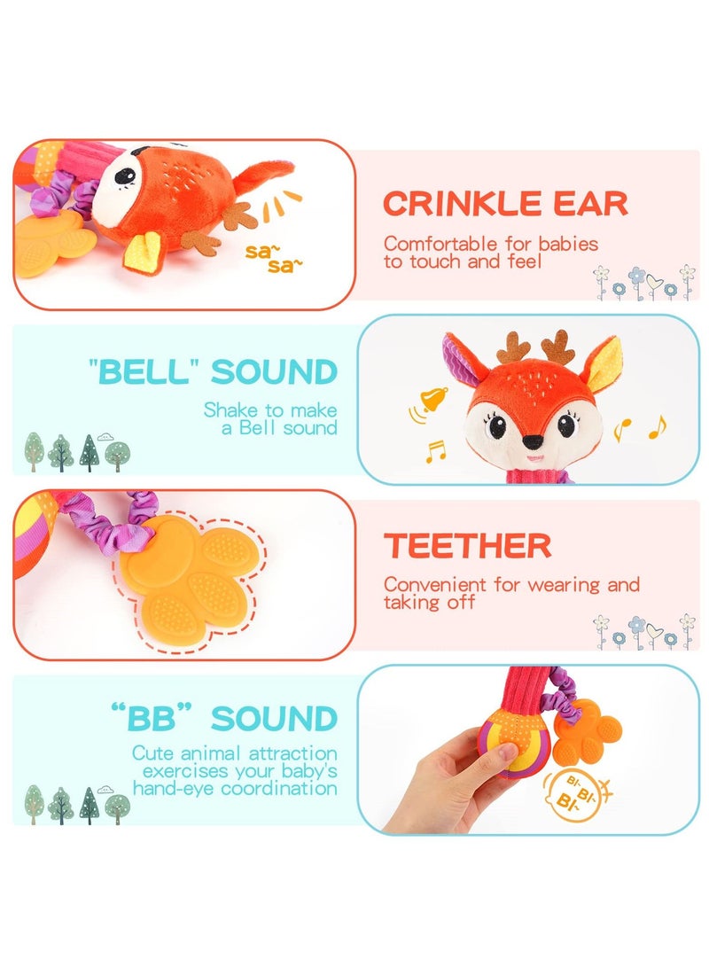 SYOSI 2 Pcs Baby Rattles, Soft Stuffed Rattle for Babies 0-6 Months Hand Grip Toys Shaker Newborn Gift Boy Girl